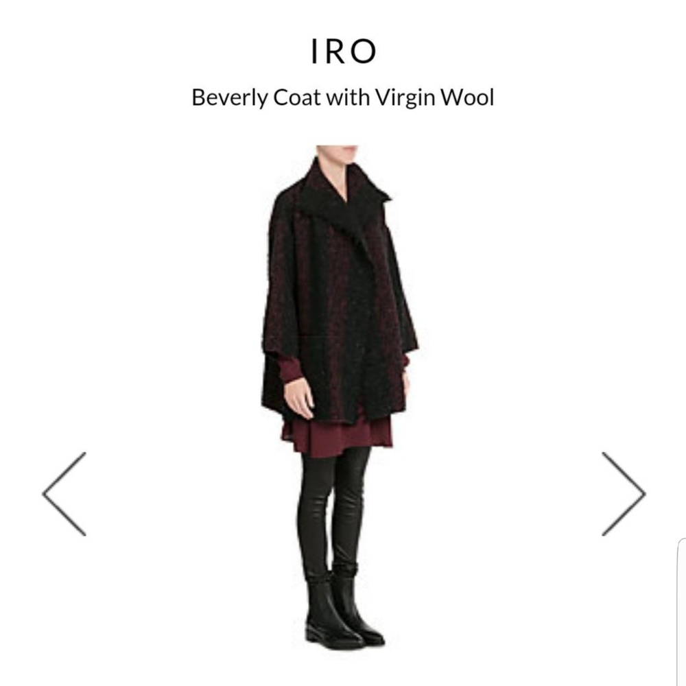 IRO NWT nubby wool wrap lined coat size 8